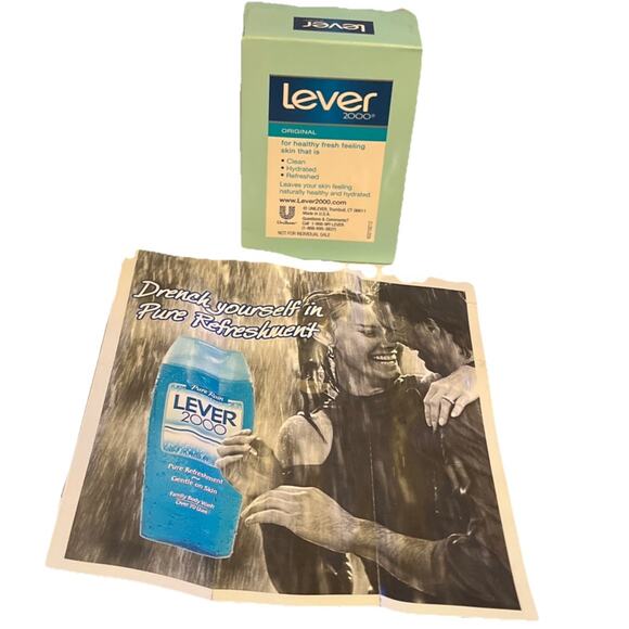 Lever 2000 Lot Vtg Original Bar Soap 4oz + Pure Rain Body Wash 3 Samples .35 Oz - Picture 1 of 2